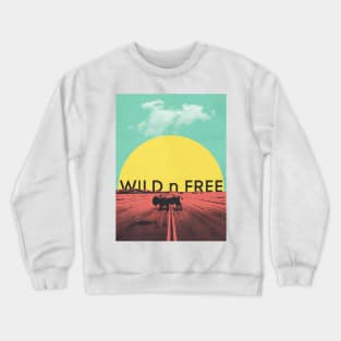 Wild Bison Roaming Graphic Art Crewneck Sweatshirt